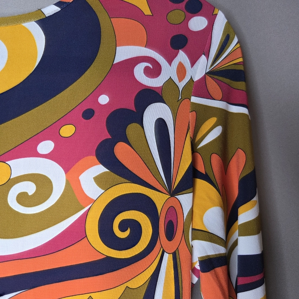 Funkadelic Retro Styled Patterned Long Sleeve Dress - Picture 4 of 9